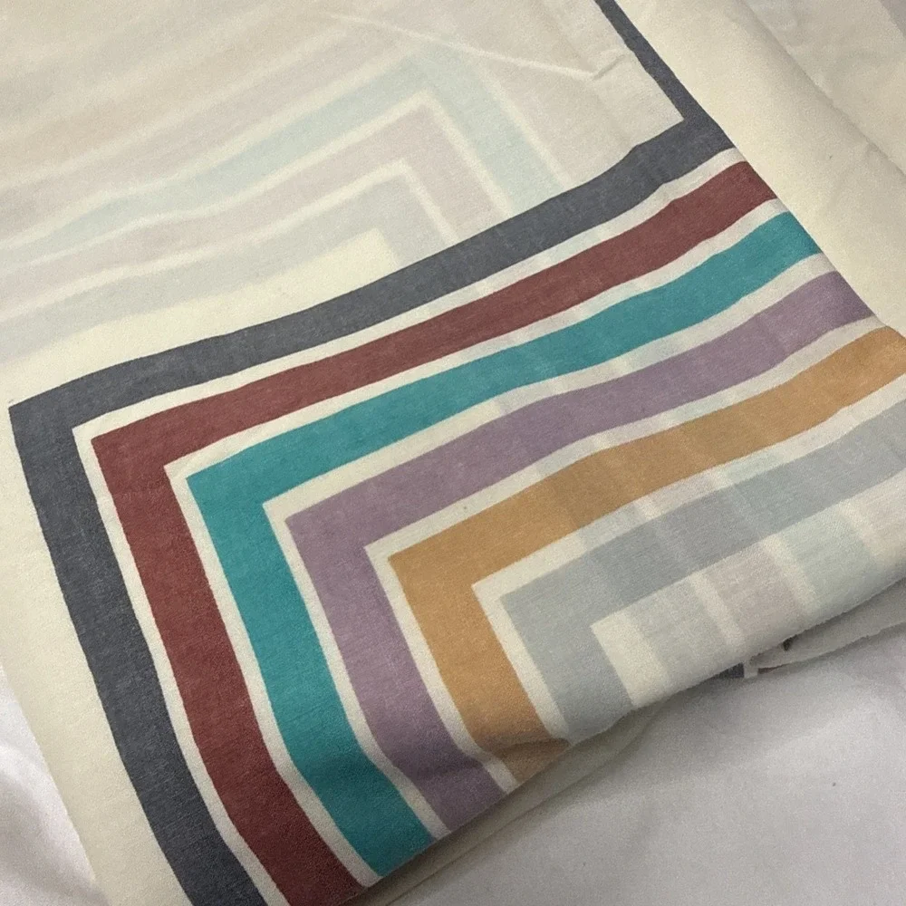 Vintage 70's Full Bed Geometric Chevron Sheet Set Lady Pepperell No Iron USA